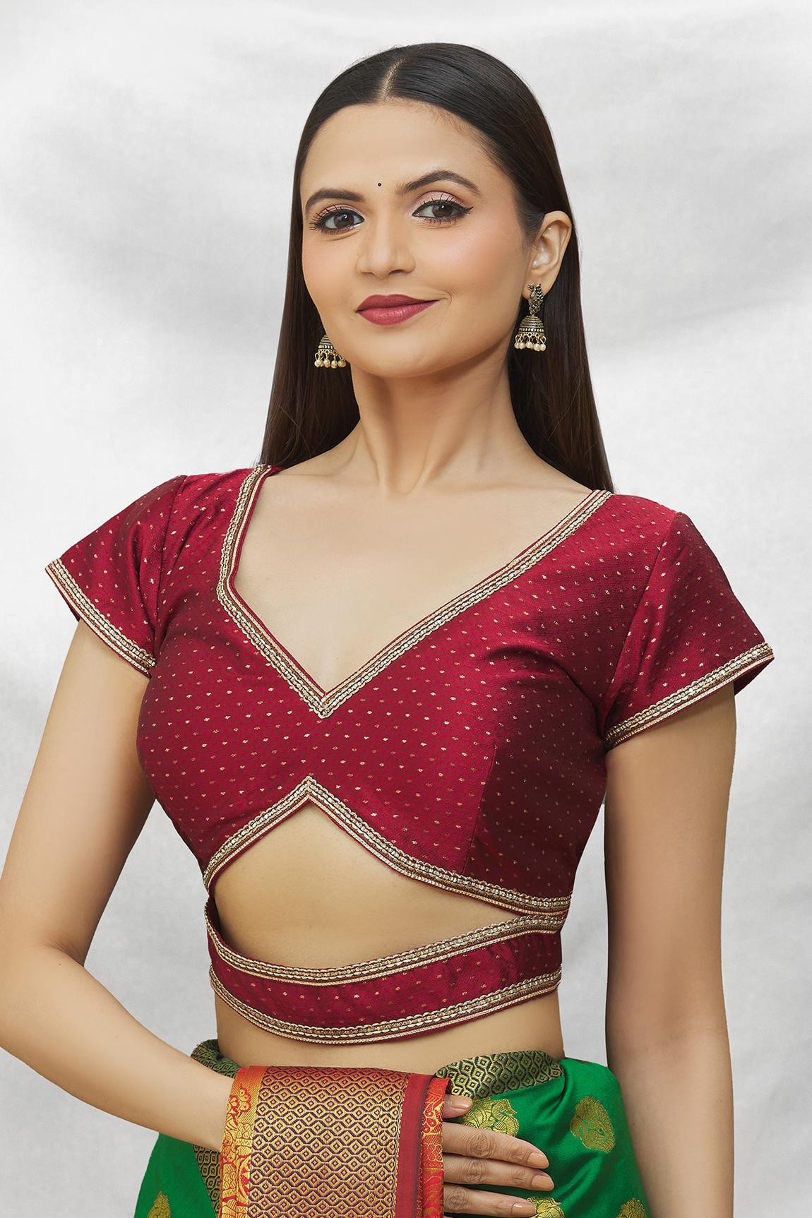 Maroon Art Silk Blouse With Embroidery For Women's