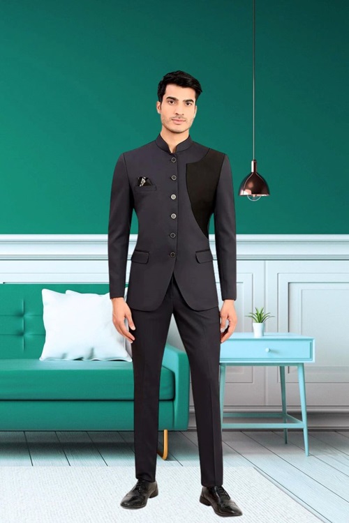 Dark Grey Rayon Bandhgala Suit